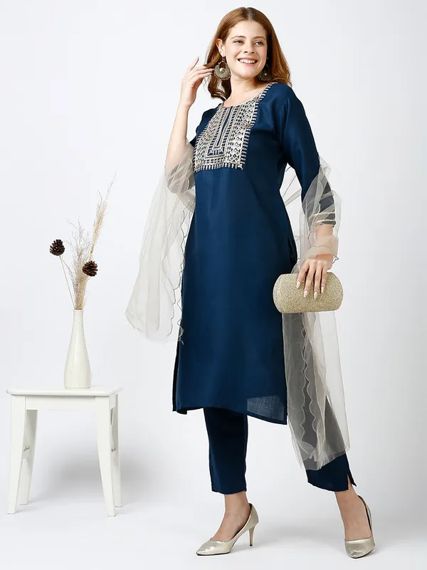 Rama_Cotton_Blend_Thread_Embroidered_Kurta_With_Pant_And_Dupatta_For_Women