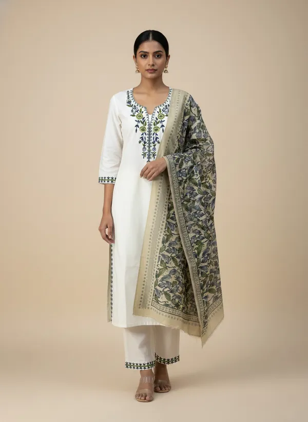 Ivory_Khadi_Cotton_Kurti_Set_For_Women