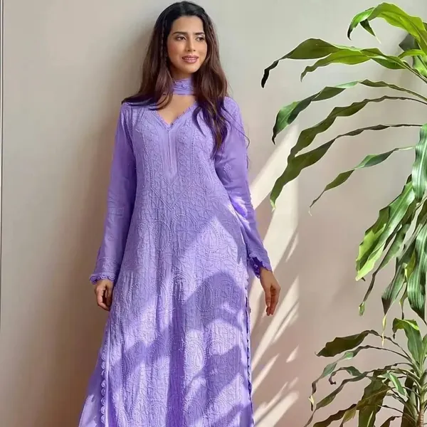 Lavender_Georgette_Kurta_Set_For_Women