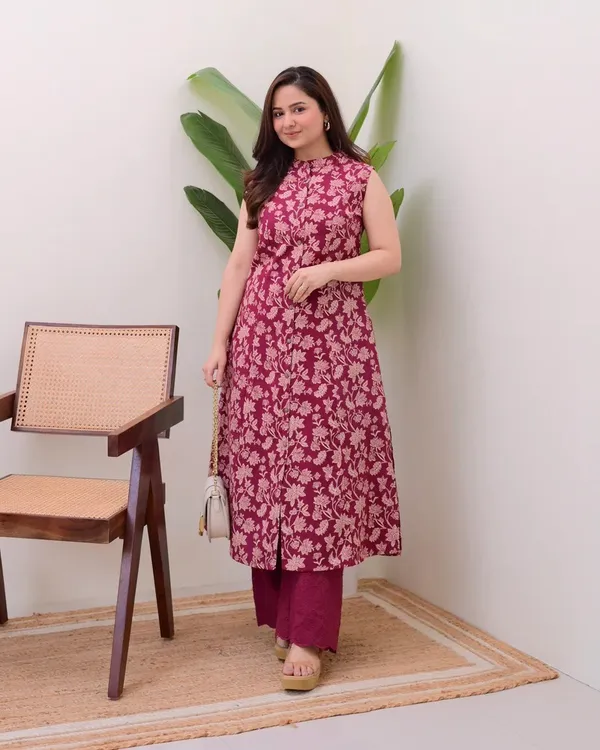 Maroon_Premium_Simar_Silk_Kurta_Set_For_Women