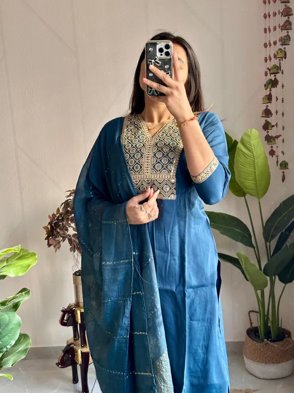 Rama_Blue_Roman_Silk_Embroidered_Kurta_With_Pant_&_Dupatta_|_For_Women