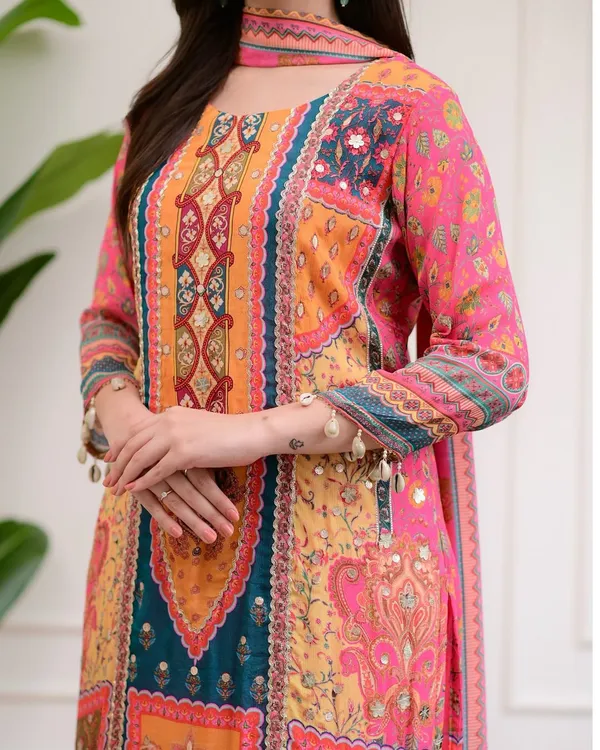 Pink_Premium_Cotton_Blend_Kurta_With_Pant_&_Dupatta_For_Women
