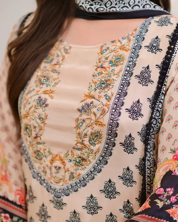 Cream_Premium_Viscose_Rayon_Kurta_Set_For_Women