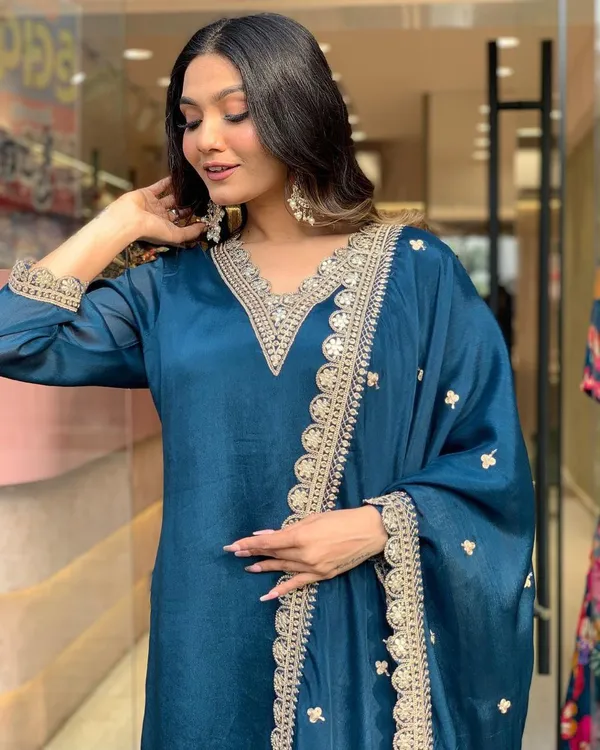 Blue_Silk_Blend_Embroidered_Kurta_With_Pant_&_Dupatta_Set_|_For_Women