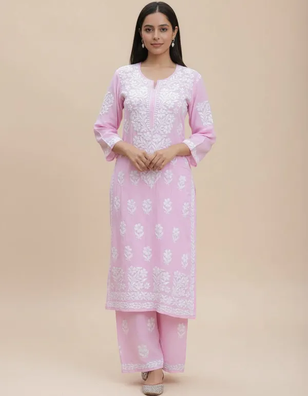 Baby_Pink_Soft_Rayon_Kurti_Set_For_Women