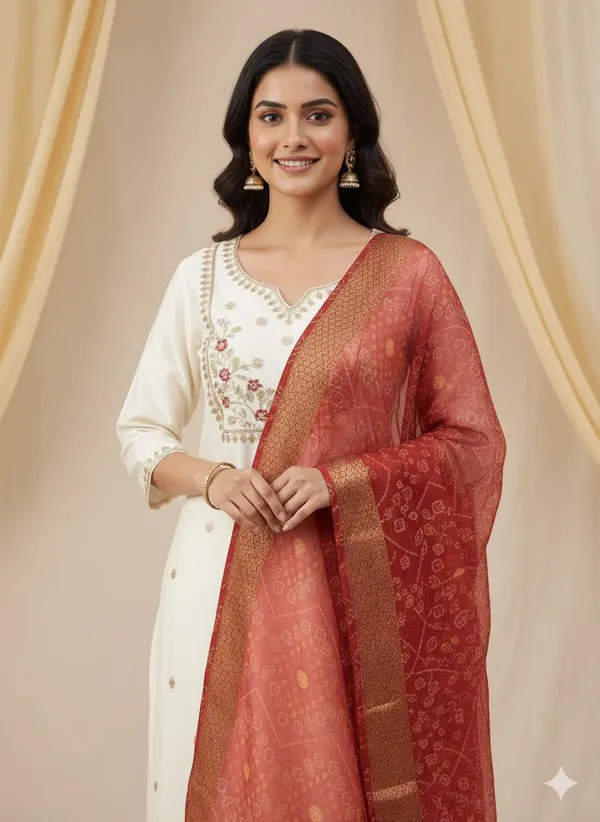 Cream_White_Cotton_Kurti_Pant_Set_For_Women