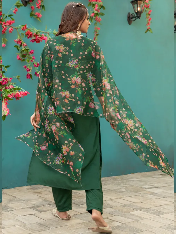 Royal_Dark_Green_Hand_Work_Silk_Kurti_Pant_Dupatta_Set