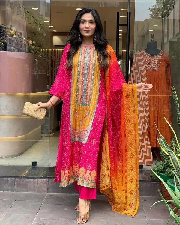 Pink_Premium_Cotton_Blend_Kurta_With_Pant_&_Dupatta_For_Women