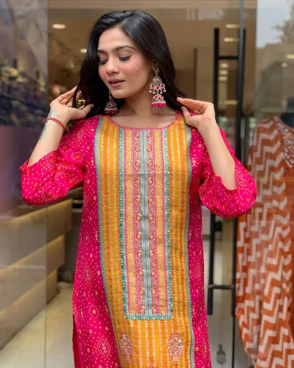 Pink_Premium_Cotton_Blend_Kurta_With_Pant_&_Dupatta_For_Women
