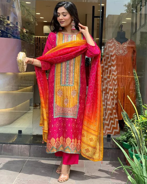 Pink_Premium_Cotton_Blend_Kurta_With_Pant_&_Dupatta_For_Women