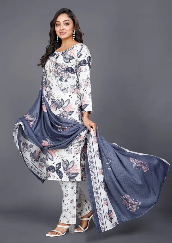 Grey_Cotton_Kurti_Pant_Dupatta_Set_For_Women