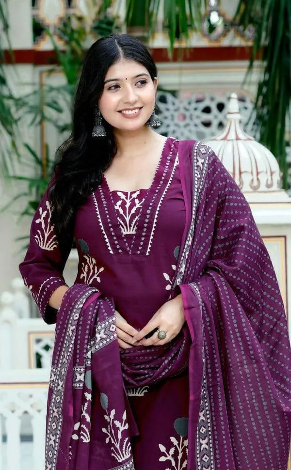 Purple_Cotton_Kurti_Pant_With_Dupatta_Set_For_Women