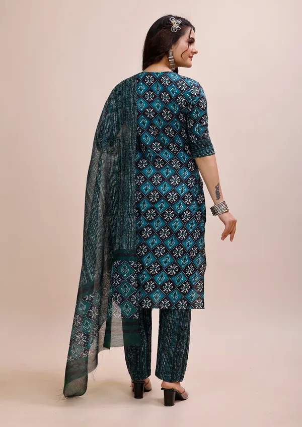 Blue_Cotton_Kurti_Pant_With_Dupatta_Set_For_Women