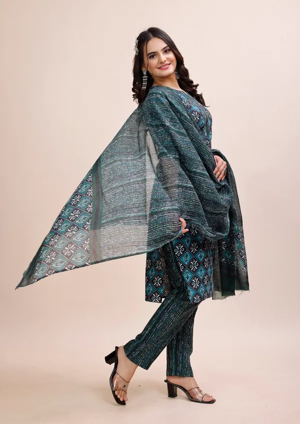 Blue_Cotton_Kurti_Pant_With_Dupatta_Set_For_Women