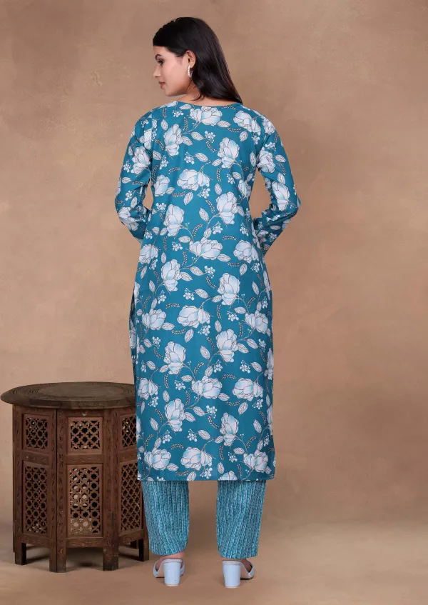 Light_Blue_Cotton_Kurti_Pant_Set_For_Women