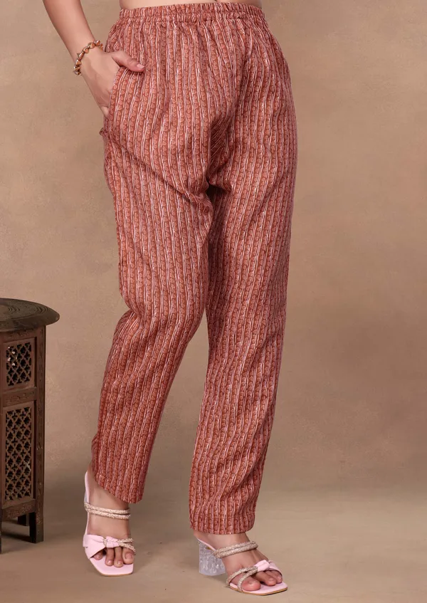 Brown_Cotton_Kurti_Pant_Set_For_Women