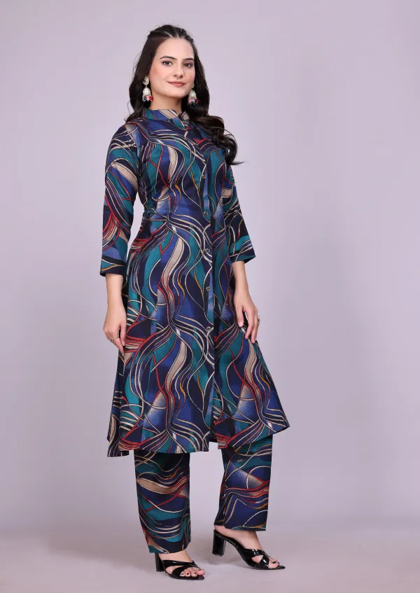 Dark_Cotton_Blue_Kurti_Pant_Set_For_Women