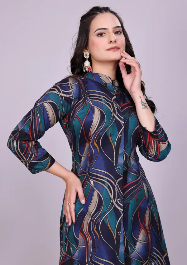 Dark_Cotton_Blue_Kurti_Pant_Set_For_Women