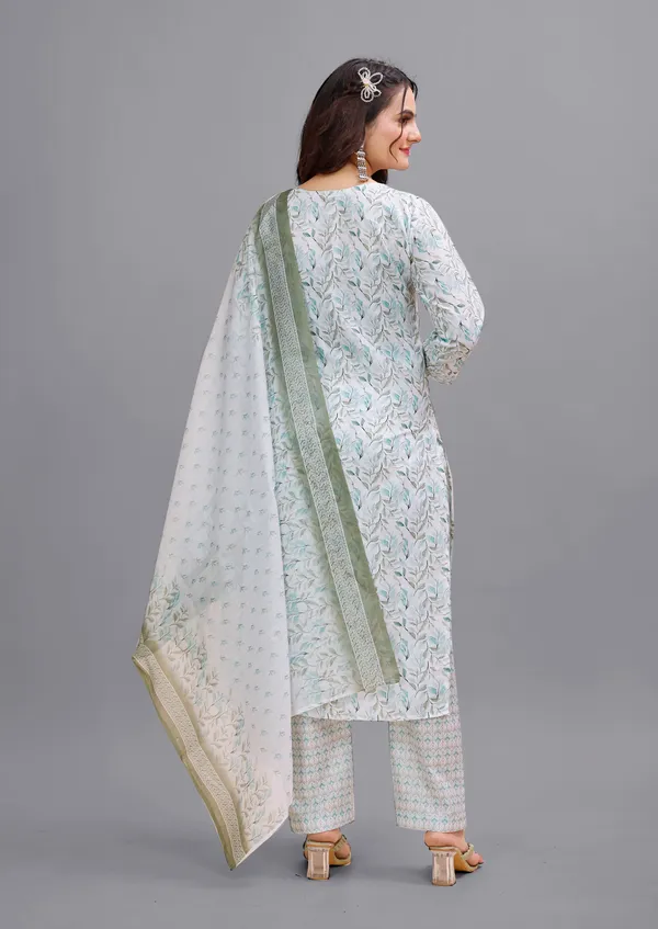 Grey_Cotton_Kurti_Pant_With_Dupatta_Set_For_Women