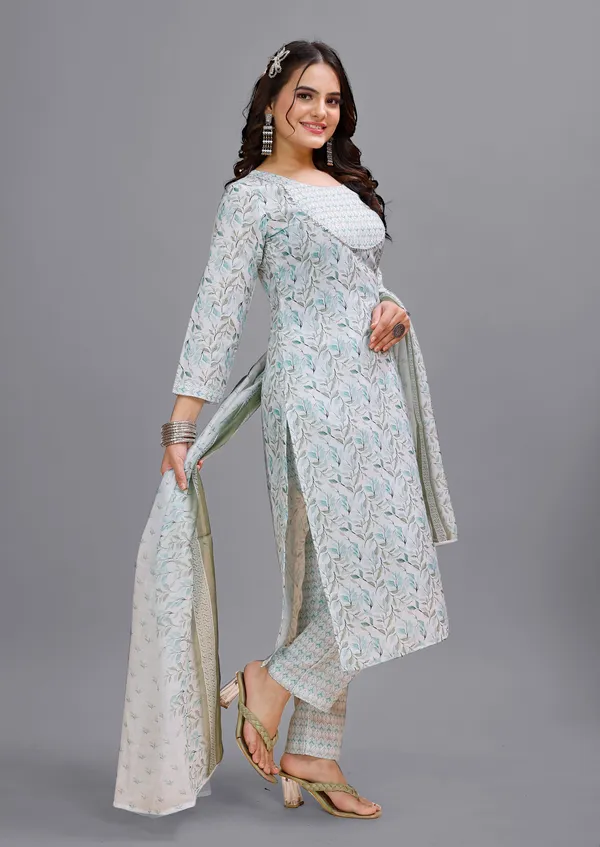 Grey_Cotton_Kurti_Pant_With_Dupatta_Set_For_Women