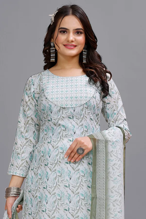 Grey_Cotton_Kurti_Pant_With_Dupatta_Set_For_Women