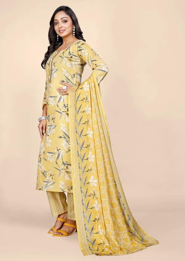 Yellow_Cotton_Kurti_Pant_With_Dupatta_Set_For_Women