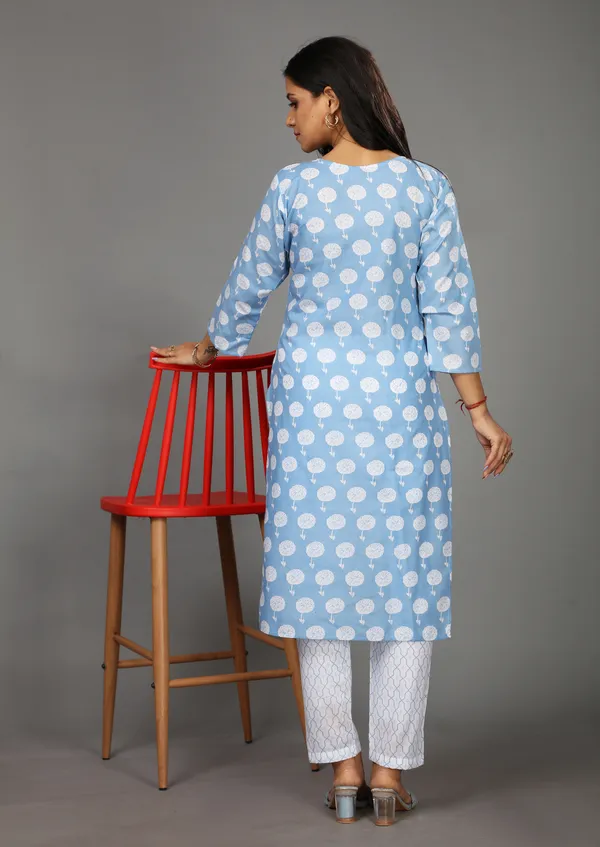 Light_Blue_Cotton_Kurta_Pant_Set_For_Women