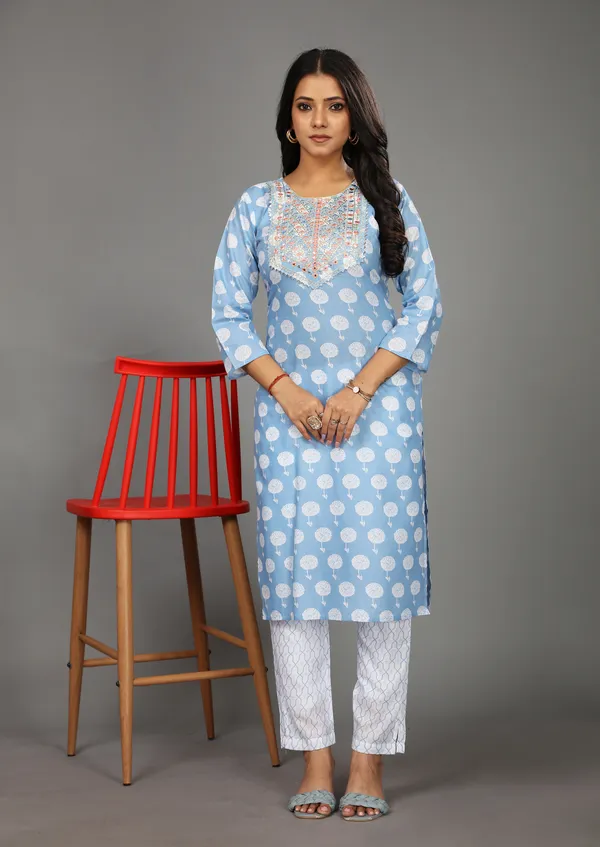 Light_Blue_Cotton_Kurta_Pant_Set_For_Women