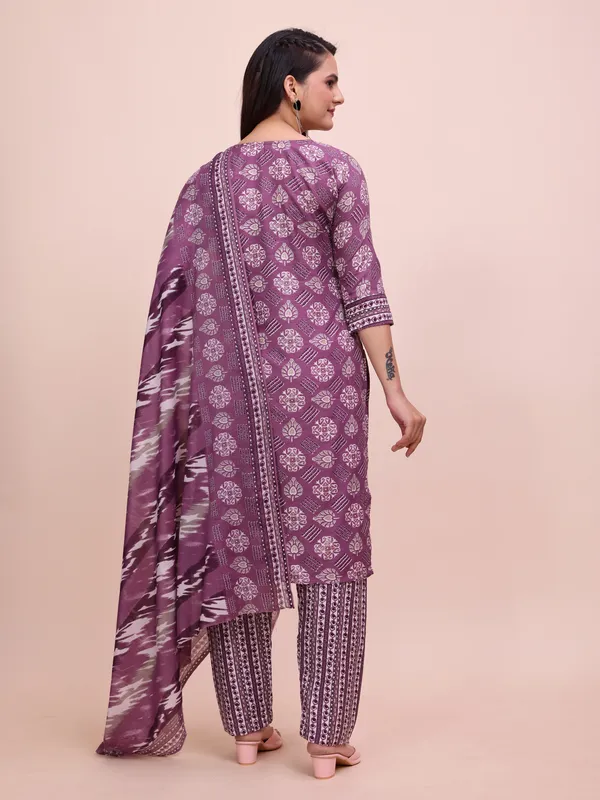 Purple_Cotton_Kurti_Pant_Dupatta_Set_For_Women