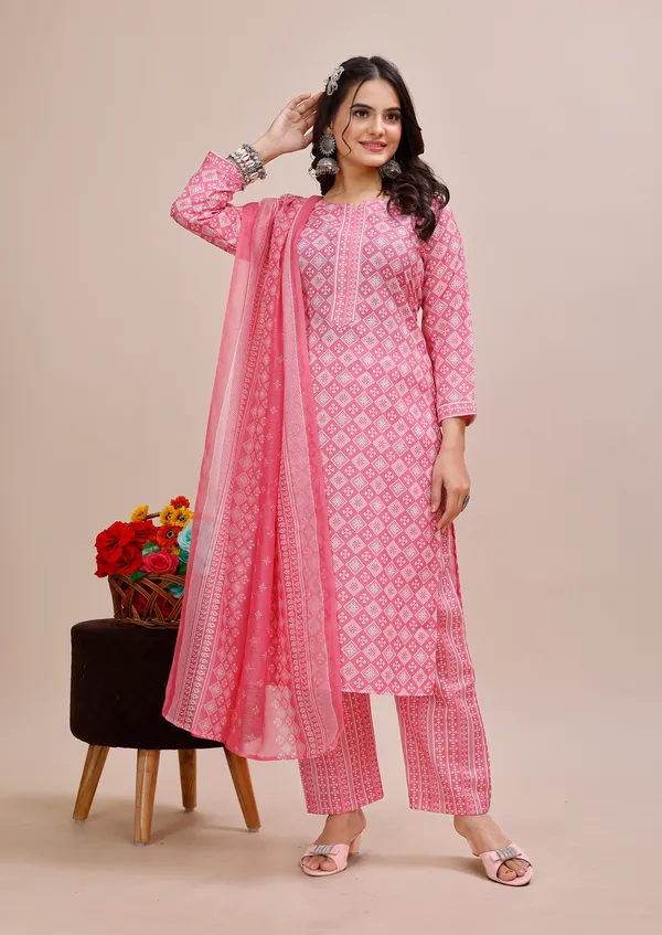 Pink_Cotton_Kurti_Pant_Dupatta_Set_For_Women