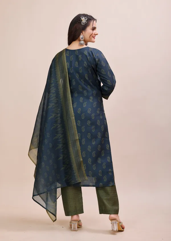 Blue_Cotton_Kurti_Pant_With_Dupatta_Set_For_Women