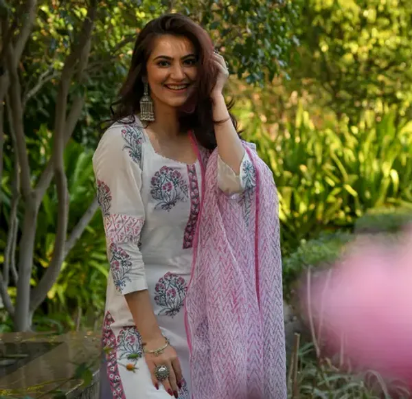 White_&_Pink_Floral_Cotton_Kurta_Set_with_Dupatta__Ethnic_Wear_for_Women