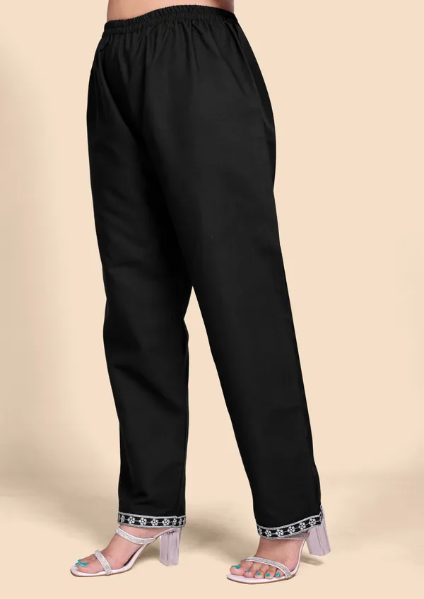 Women's_Black_Cotton_Co-Ords_Set_with_Floral_Thread_Embroidery_Work_&_Straight_Pants