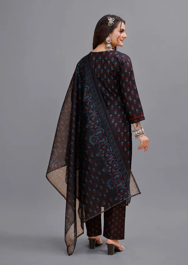 Blue_Cotton_Kurti_Pant_Dupatta_Set_For_Women