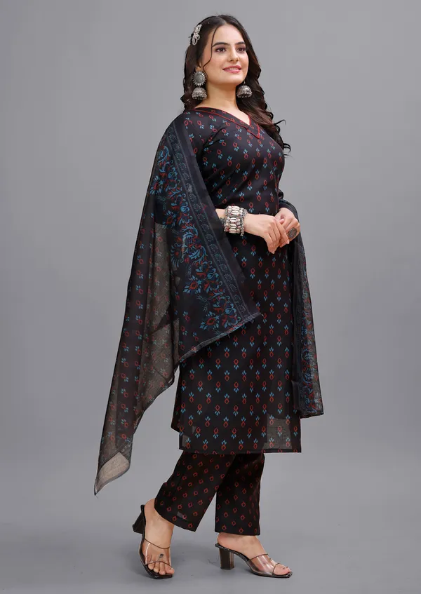Blue_Cotton_Kurti_Pant_Dupatta_Set_For_Women