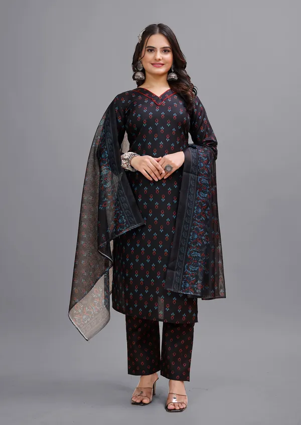 Blue_Cotton_Kurti_Pant_Dupatta_Set_For_Women