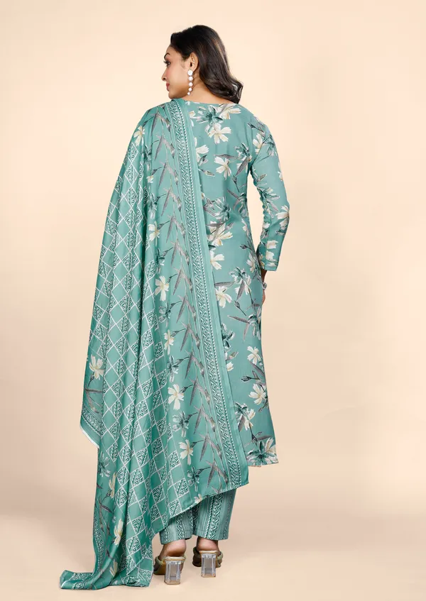 Green_Cotton_Kurti_Pant_With_Dupatta_Set_For_Women