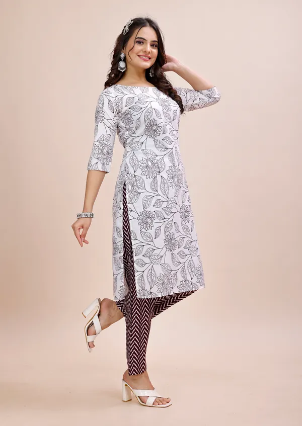 White_Cotton_Kurti_Pant_Set_For_Women