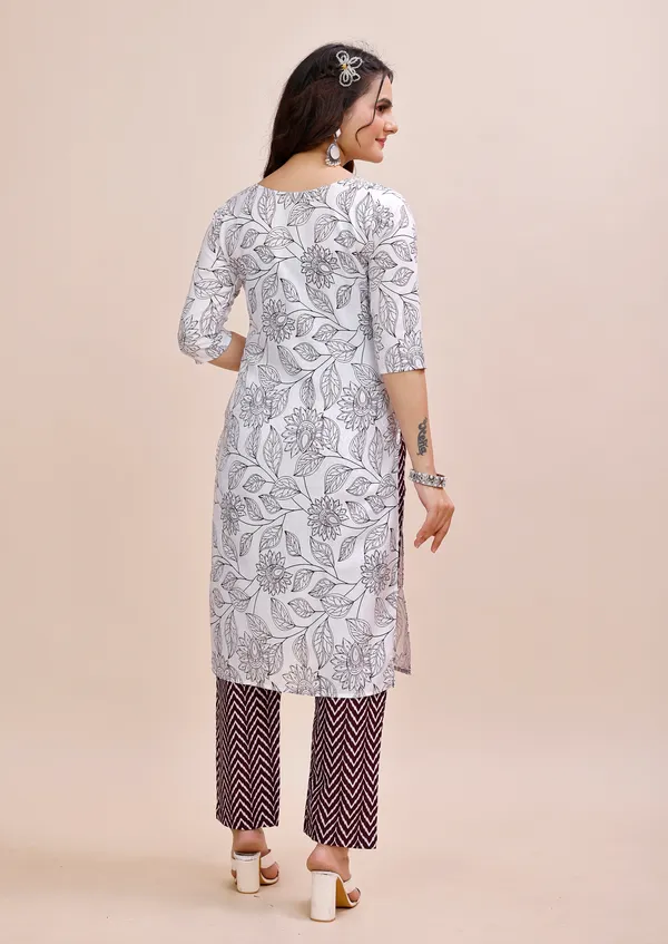 White_Cotton_Kurti_Pant_Set_For_Women