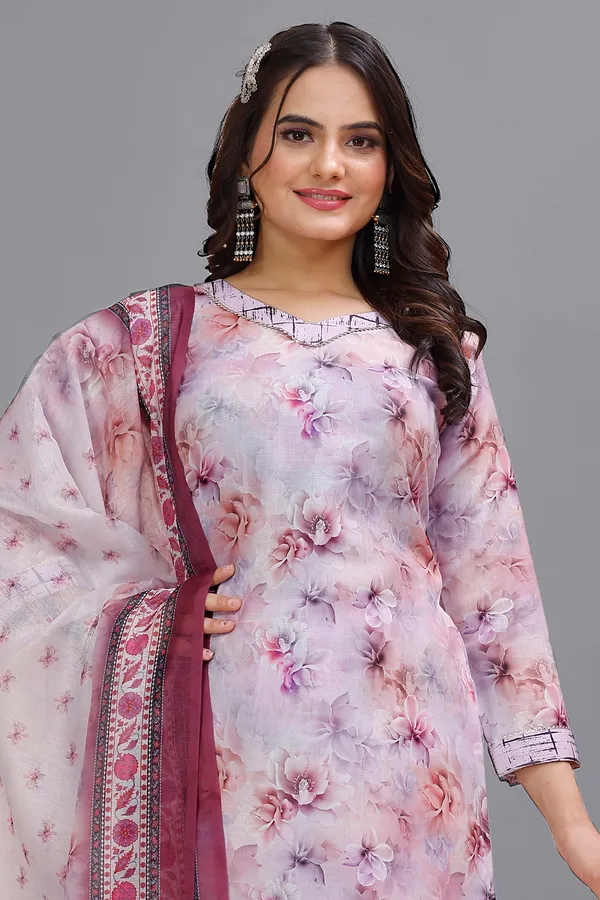 Pink_Cotton_Kurti_Pant_With_Dupatta_Set_For_Women
