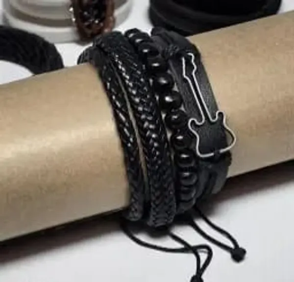 Black_Stainless_Steel_Bracelet_For_Men_(Pack_Of_4)