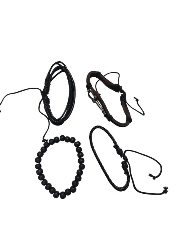 Black_Stainless_Steel_Bracelet_For_Men_(Pack_Of_4)