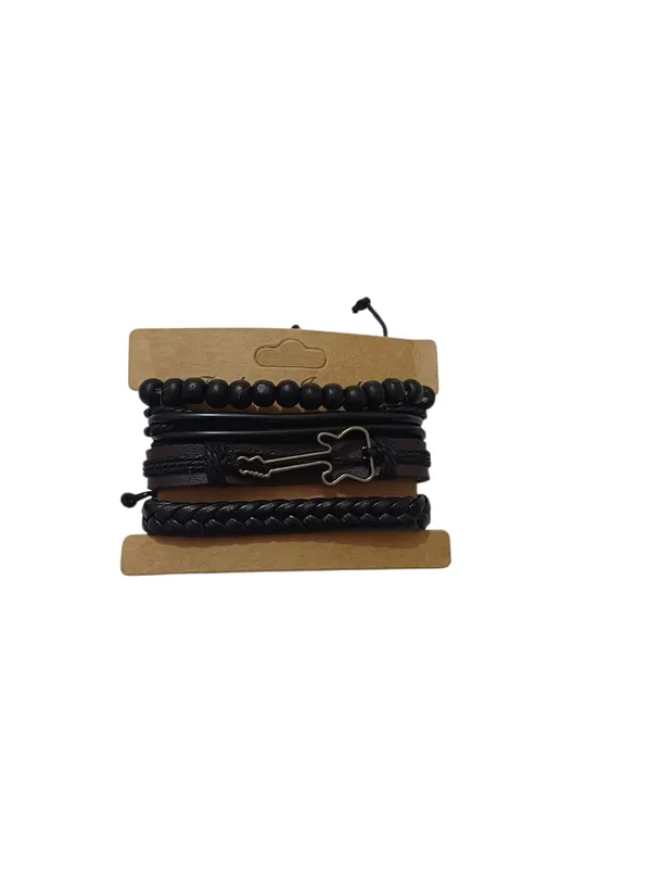 Black_Stainless_Steel_Bracelet_For_Men_(Pack_Of_4)