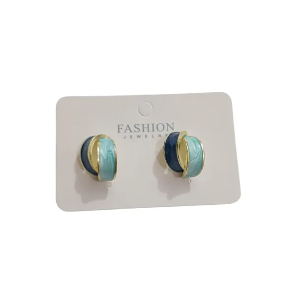 Blue_And_Green_Stainless_Steel_Geometric_Party_Jewelry_Spiral_Minimalist_Earring_For_Women
