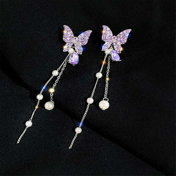 Silver_Stainless_Steel_Crystal_Tassel_3D_Long_Butterfly_Dangle_Earring_For_Women