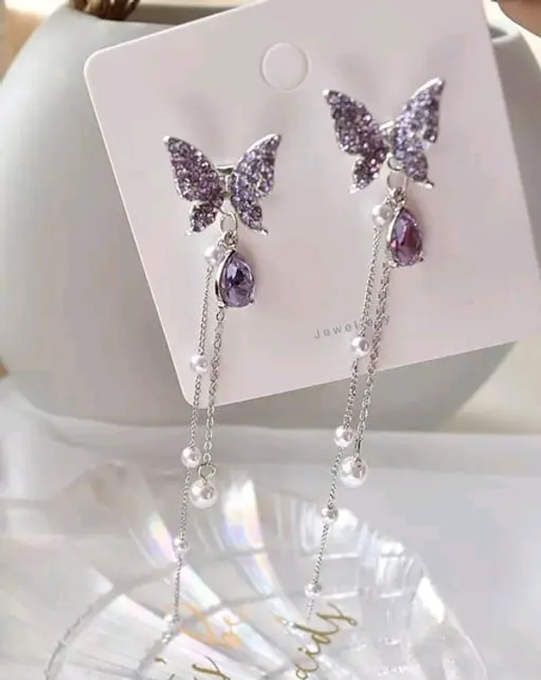Silver_Stainless_Steel_Crystal_Tassel_3D_Long_Butterfly_Dangle_Earring_For_Women
