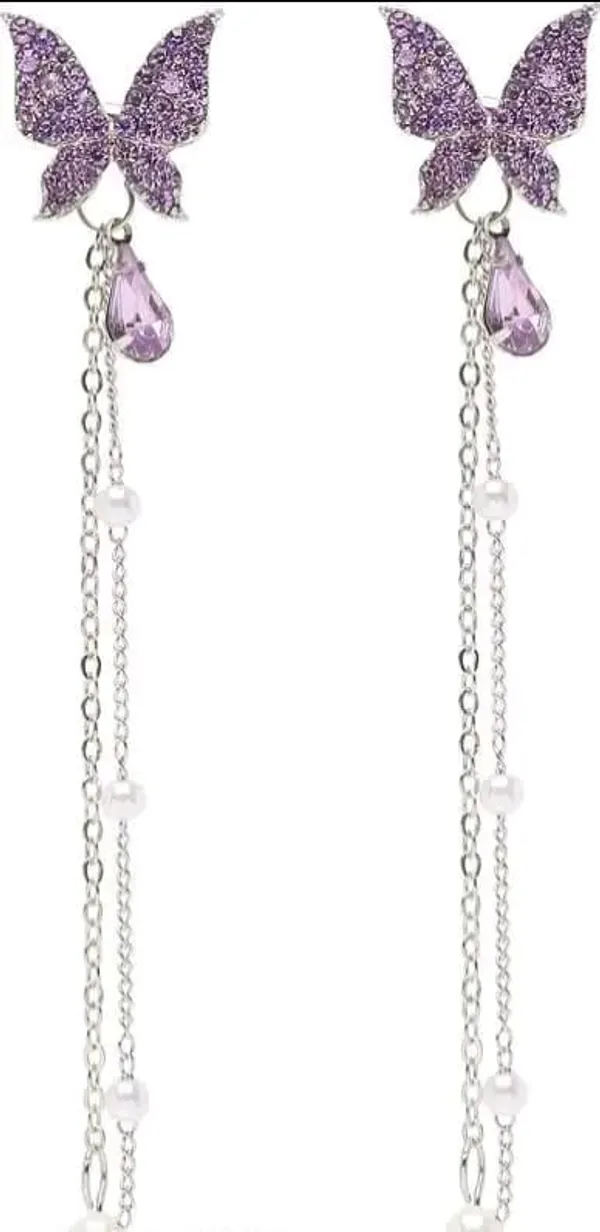 Silver_Stainless_Steel_Crystal_Tassel_3D_Long_Butterfly_Dangle_Earring_For_Women