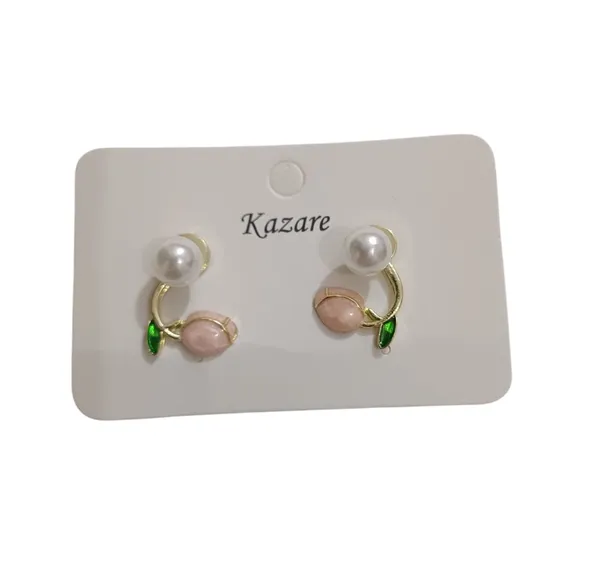 Multicolor_Stainless_Steel_Tulip_Flower_Pearl_French_Elegant_Earring_For_Women