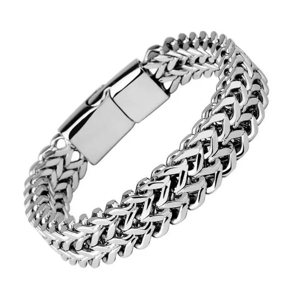 Silver_Stainless_Steel_Dual_Curb_Chain_Birthday_And_Anniversary_And_Husband_Valentine_Gift_Rakhi_Bracelet_For_Men