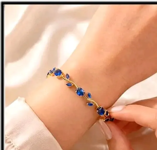 Elegant_Blue_Crystal_Floral_Vine_Bracelet_for_Women_&_Girls_–_Gold-Tone_Leaf_Design_Stone_Studded_Fashion_Bracelet